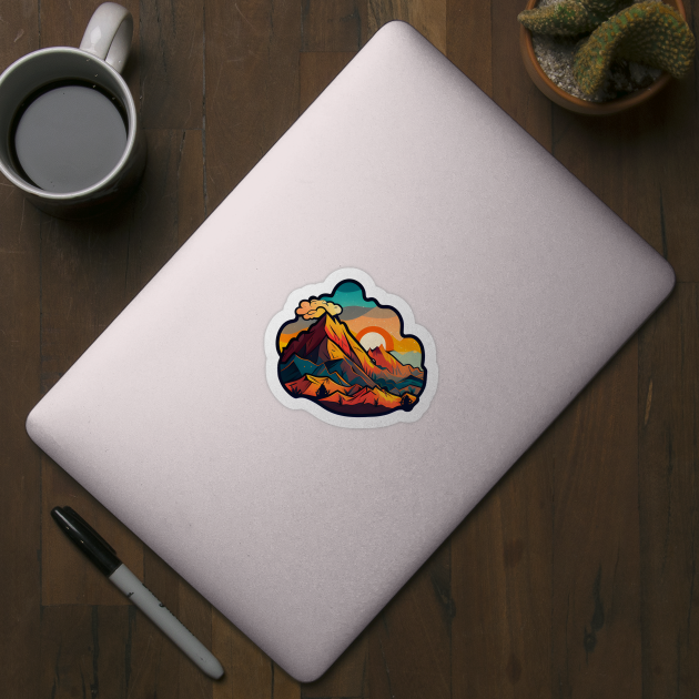 Sunset Mountain Sticker #4 by Walford-Designs